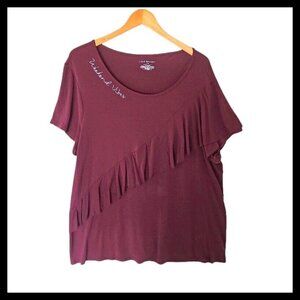 Lane Bryant Weekend Vibes Embroidery Short Sleeve Red Shirt Plus size 18‎ 20